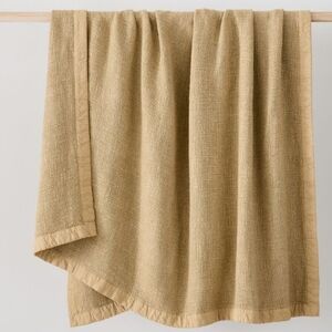 ❤️BUY 2 GET 1 FREE  West Elm Luxurious Tan Bedding Viscose Linen Throw, Natural